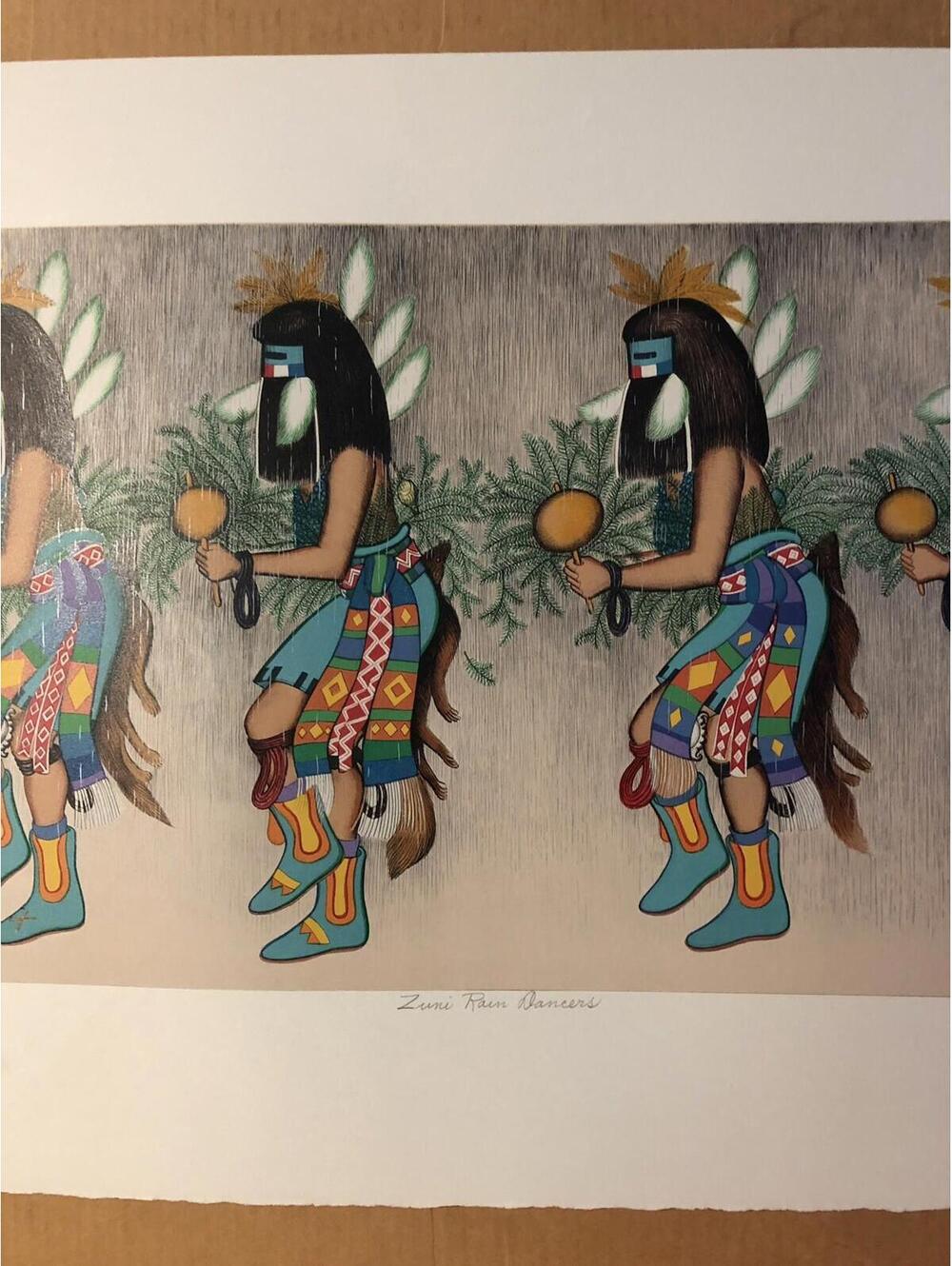 Rain Dancer Original Vintage Native American Poster Colorful Birds 1980's - Picture 3 of 11